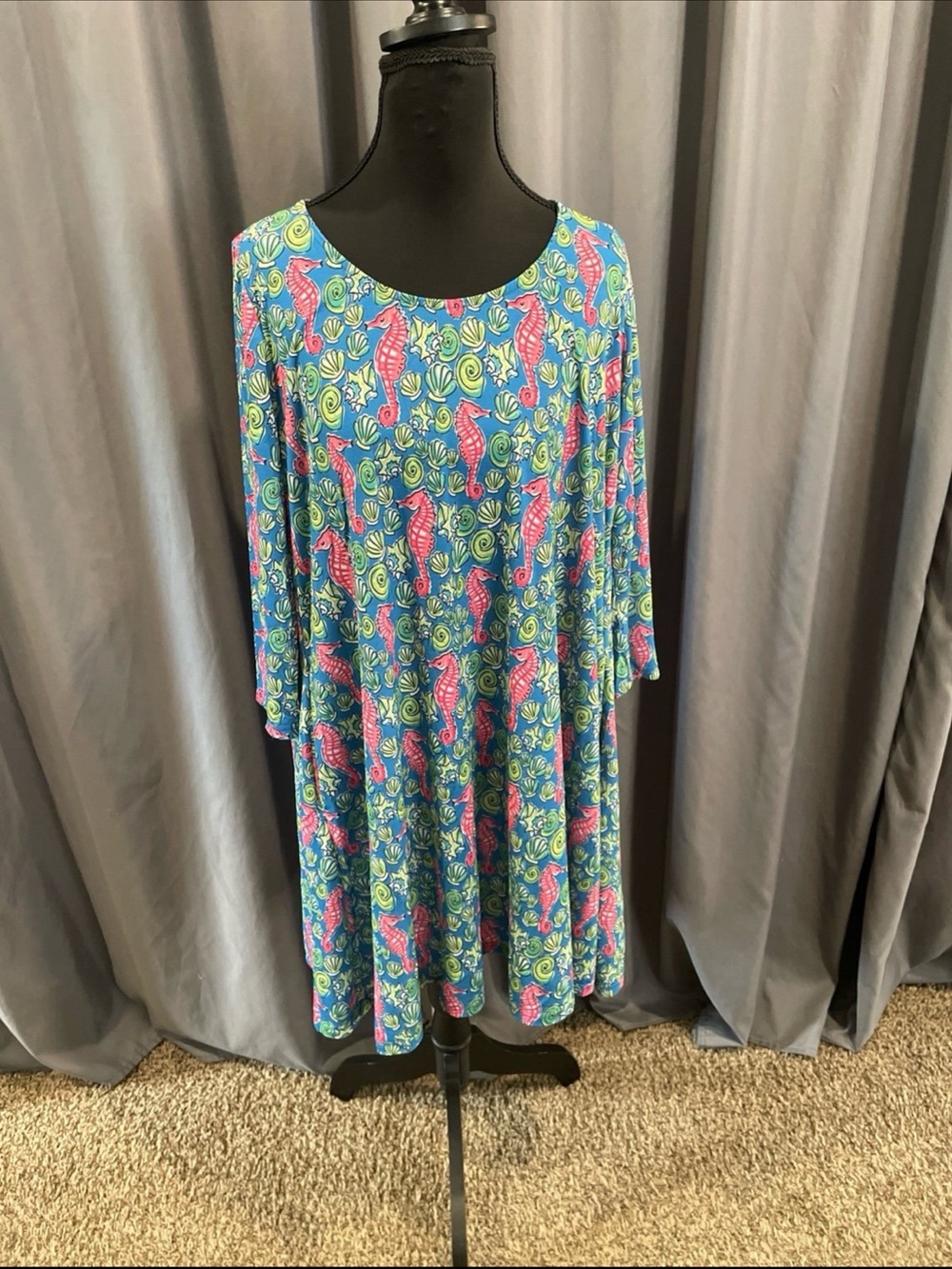 simply, southern NWT seashell and seahorse print dress size small